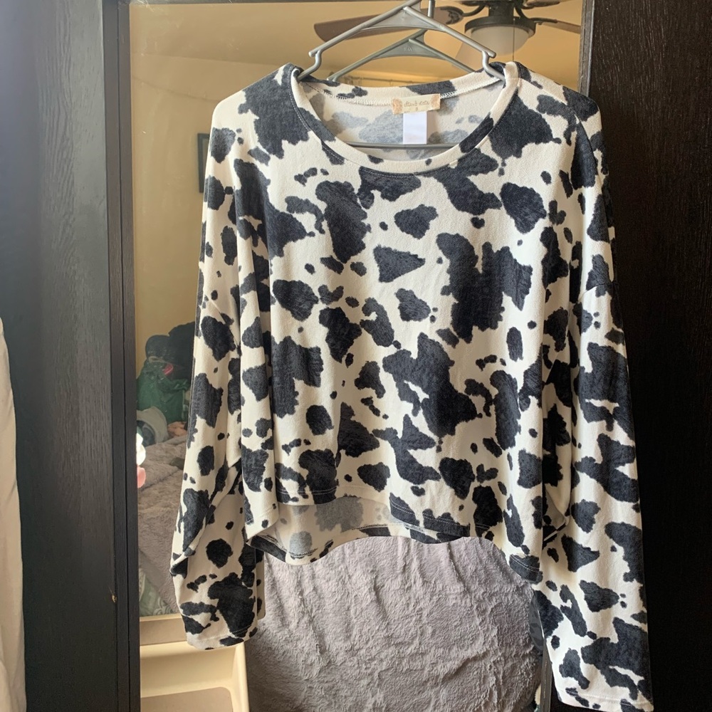 Altar'd State Black and White Cow Print Sweater